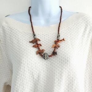Vintage hand crafted wooden Safari Necklace